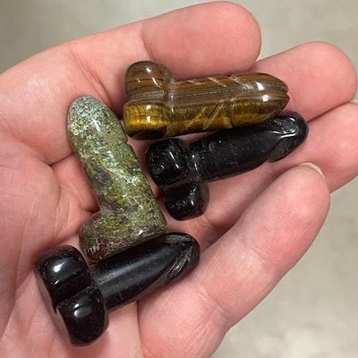 Penis Wirewrapped Pendant Assorted Gemstone 1.5"