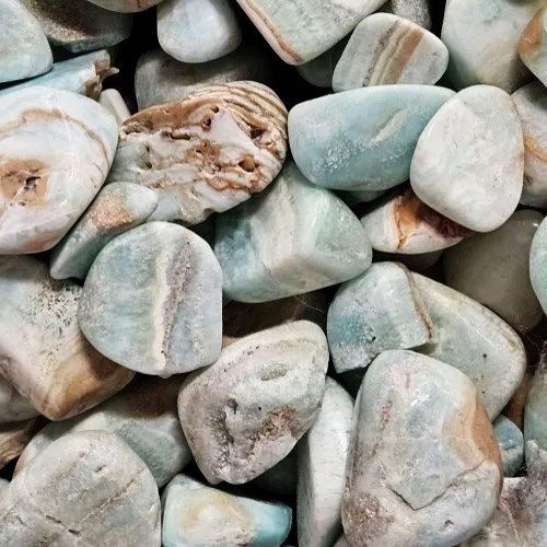 Aragonite Blue Tumbled Stone .5&quot;-1&quot;