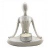Candle Holder Yoga Lady Lotus Pose White