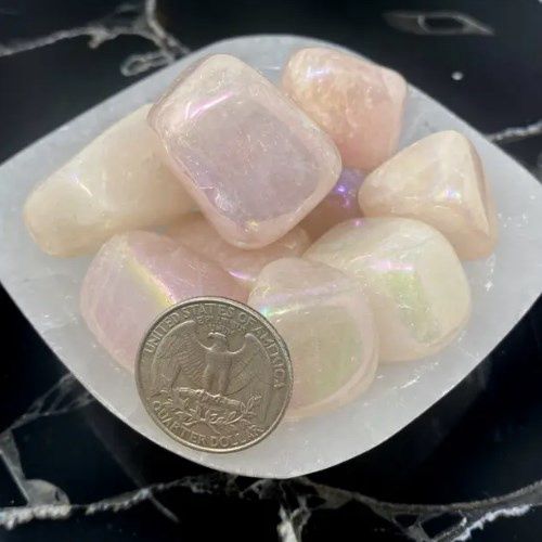 Quartz Aura Rose Tumbled 1&quot;