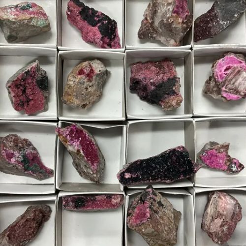 Calcite Cobaltoan AKA Pink Salrose in Dolomite Specimen some with Malachite- Select