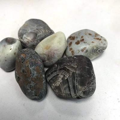 Agate Gray Banded Tumbled Stone 1"-1.25"