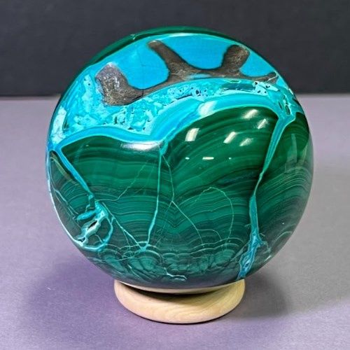 Chrysocolla In Malachite Sphere - Select