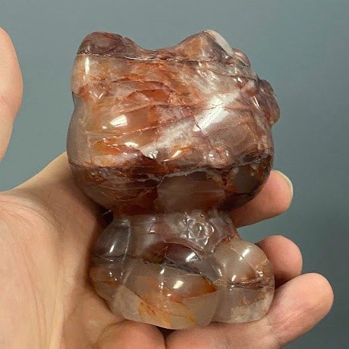 Quartz Hematoid AKA Fire Quartz Hello Kitty Figure Carving 625g