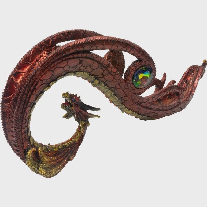 Dragon Resin Incense Holder Red w/ gem