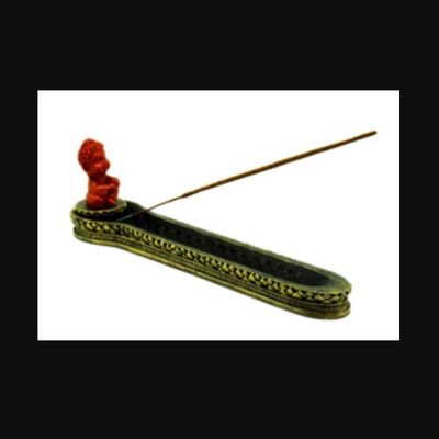Incense Burner Buddha Orange 10"