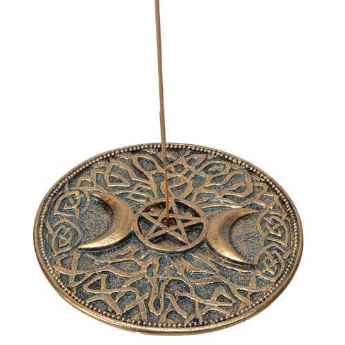 Triple Moon Celtic Knot Incense Burner 4.85&quot;