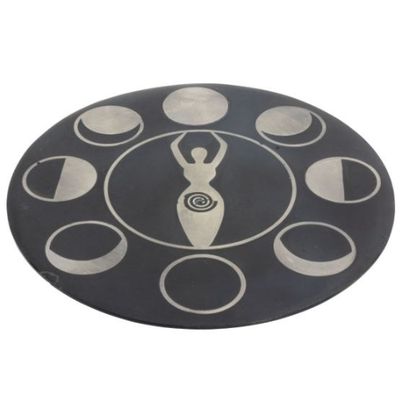 Incense Burner Soapstone Round w/ Silver Inlay - Choose Style