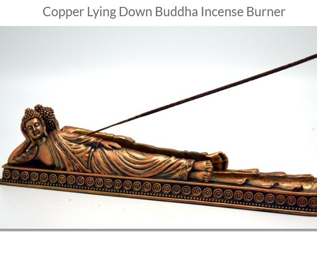 Incense Burner Resin Buddha Lying Down Copper color