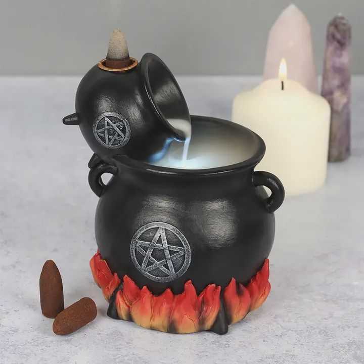 Incense Burner Backflow Pouring Cauldron w/Fire