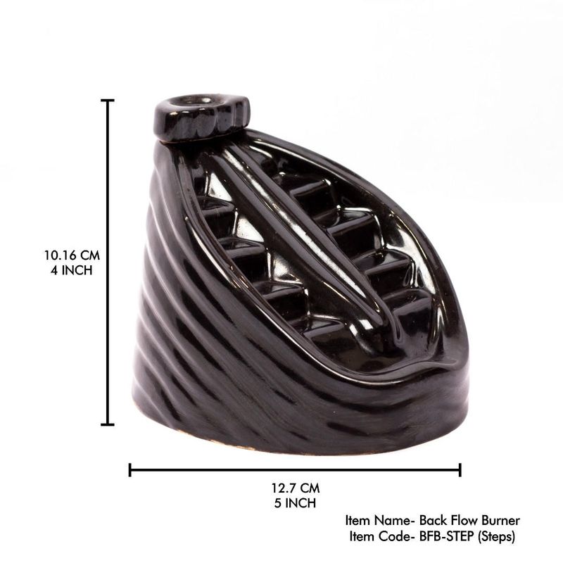 Backflow Burner Ceramic Black Steps 4&quot;