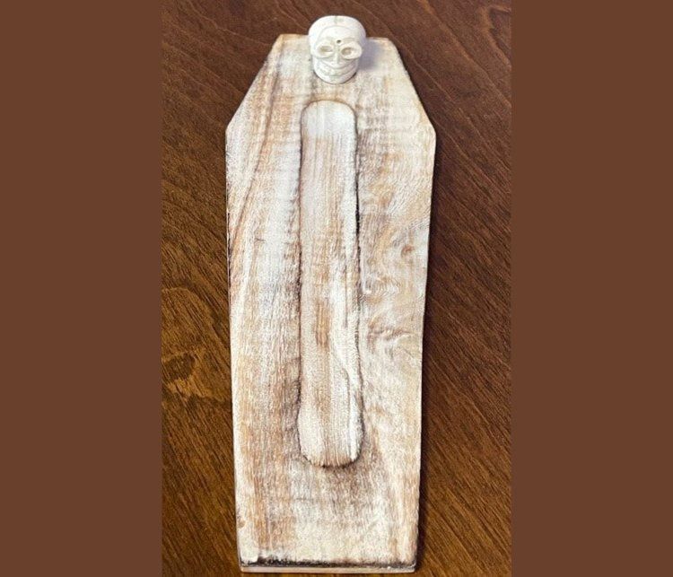 Incense Burner Wood Wide Skull Short Stick
