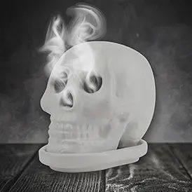 Incense Burner White Skull Smokes From Eyes