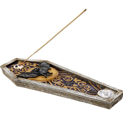 Coffin w/ Bat Incense burner 8.5&quot;