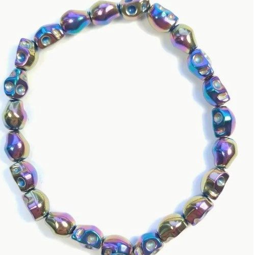 GB Rainbow Hematite Skull 8mm