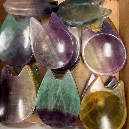 Fluorite Rainbow Multicolor Cat Bowl