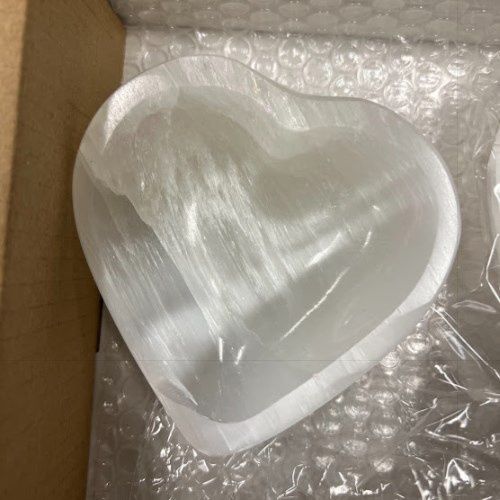 Selenite High Quality Heart Bowl - Select, Type: Medium