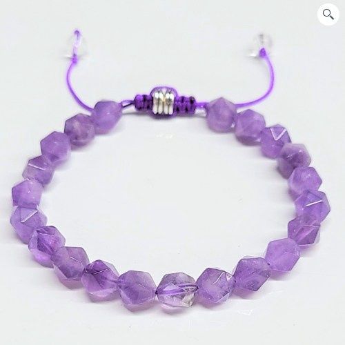 Bracelets 8mm Faceted w/ Pull String, Type: Amethyst