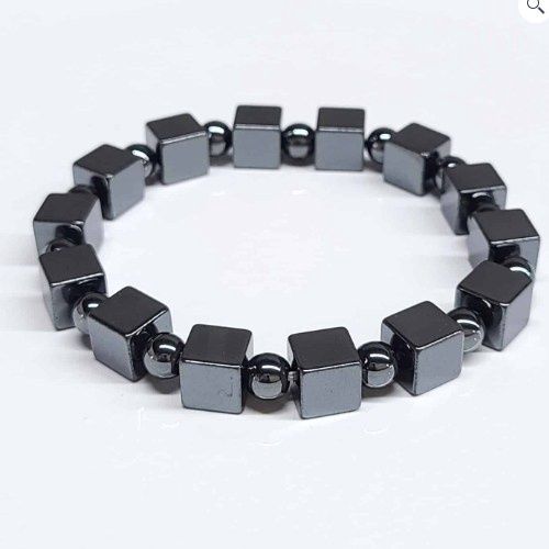 Bracelets Hematite Cubed Beads Elastic Bravelet