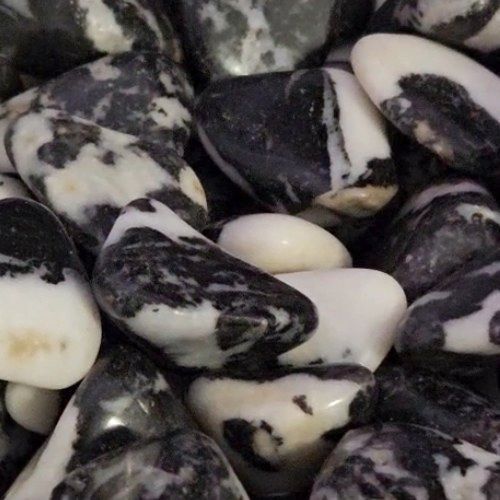 Marble Zebra Black &amp; White Tumbled Stone .75&quot;-1&quot;
