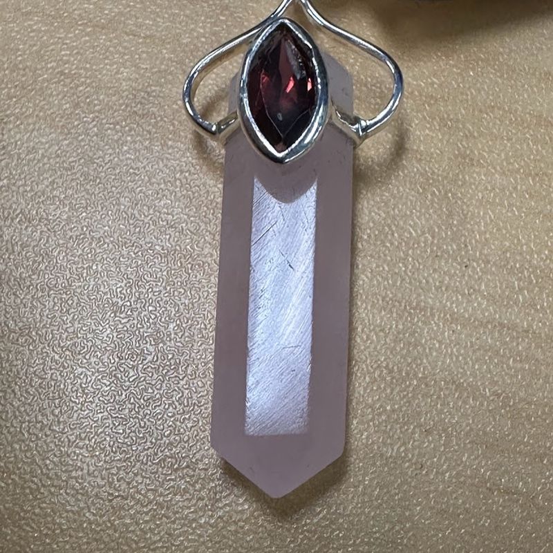 Pendant SS DT Point Rose Quartz &amp; Garnet