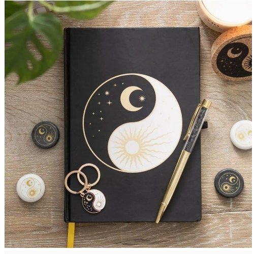 Yin Yang Journal W/ Black Obsidian Chip Pen