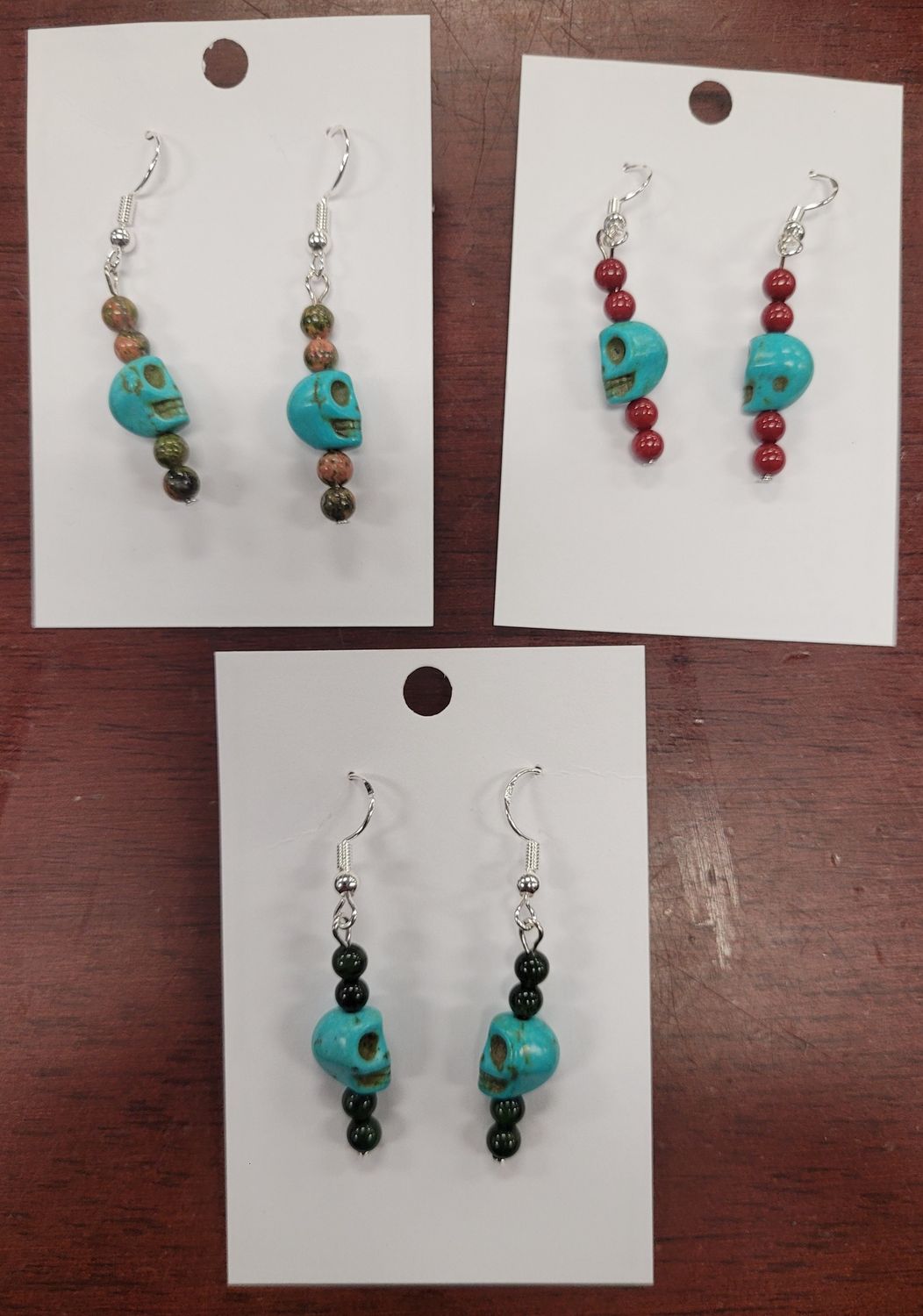 Earrings Dyed Blue Howlite, Type: Skull