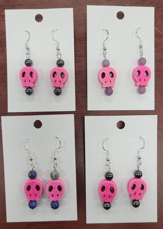 Earring Pink Skull