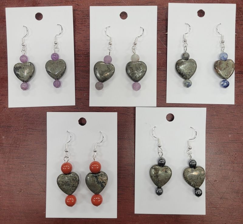 Earring Pyrite Heart
