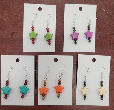 Earring Dyed Howlite Star