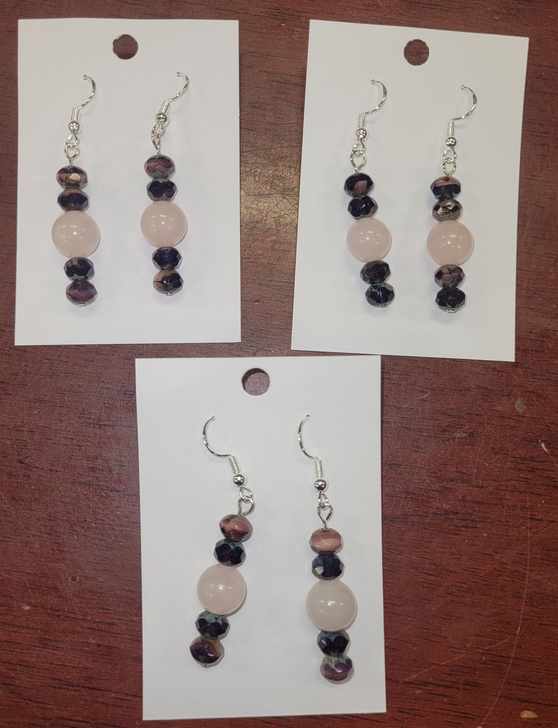 Earring Tanzanite Purple / Rose Quartz