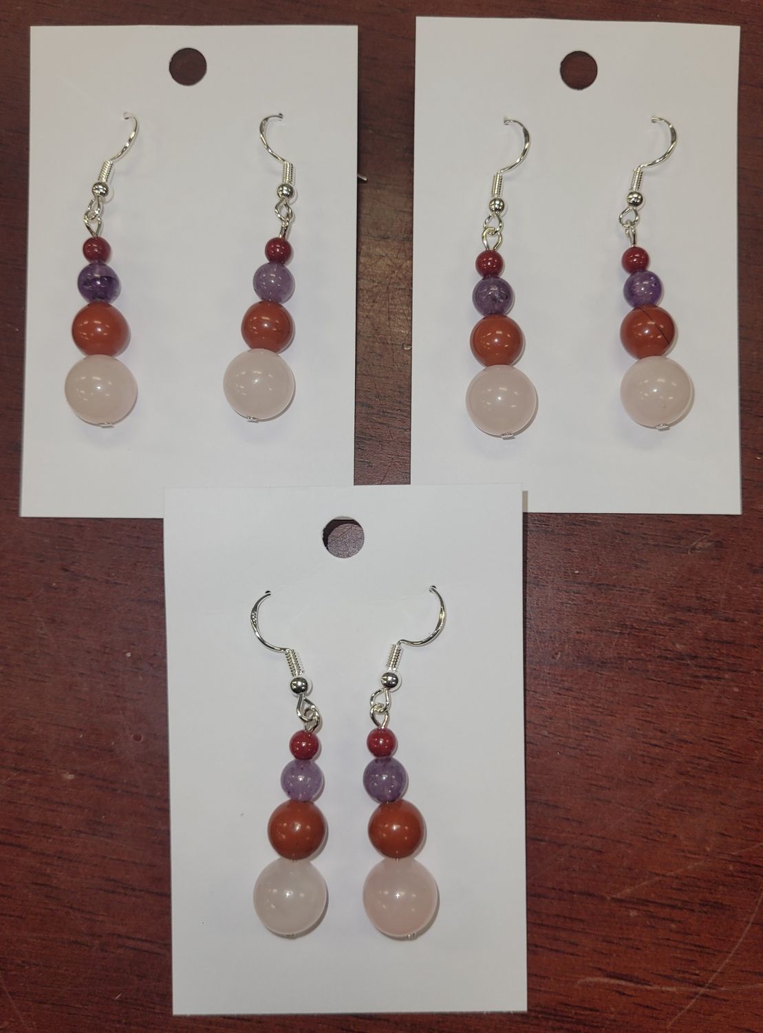 Earring Rose Quartz / Amethyst / Red Jasper
