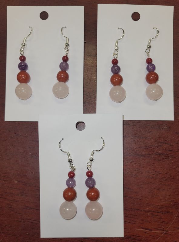 Earring Rose Quartz / Amethyst / Red Jasper
