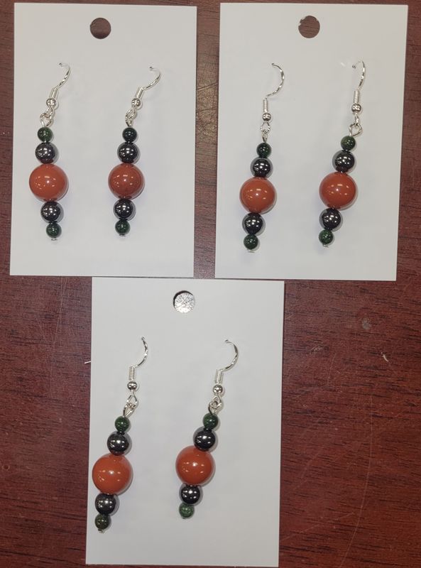 Earring Red Jasper / Hematite
