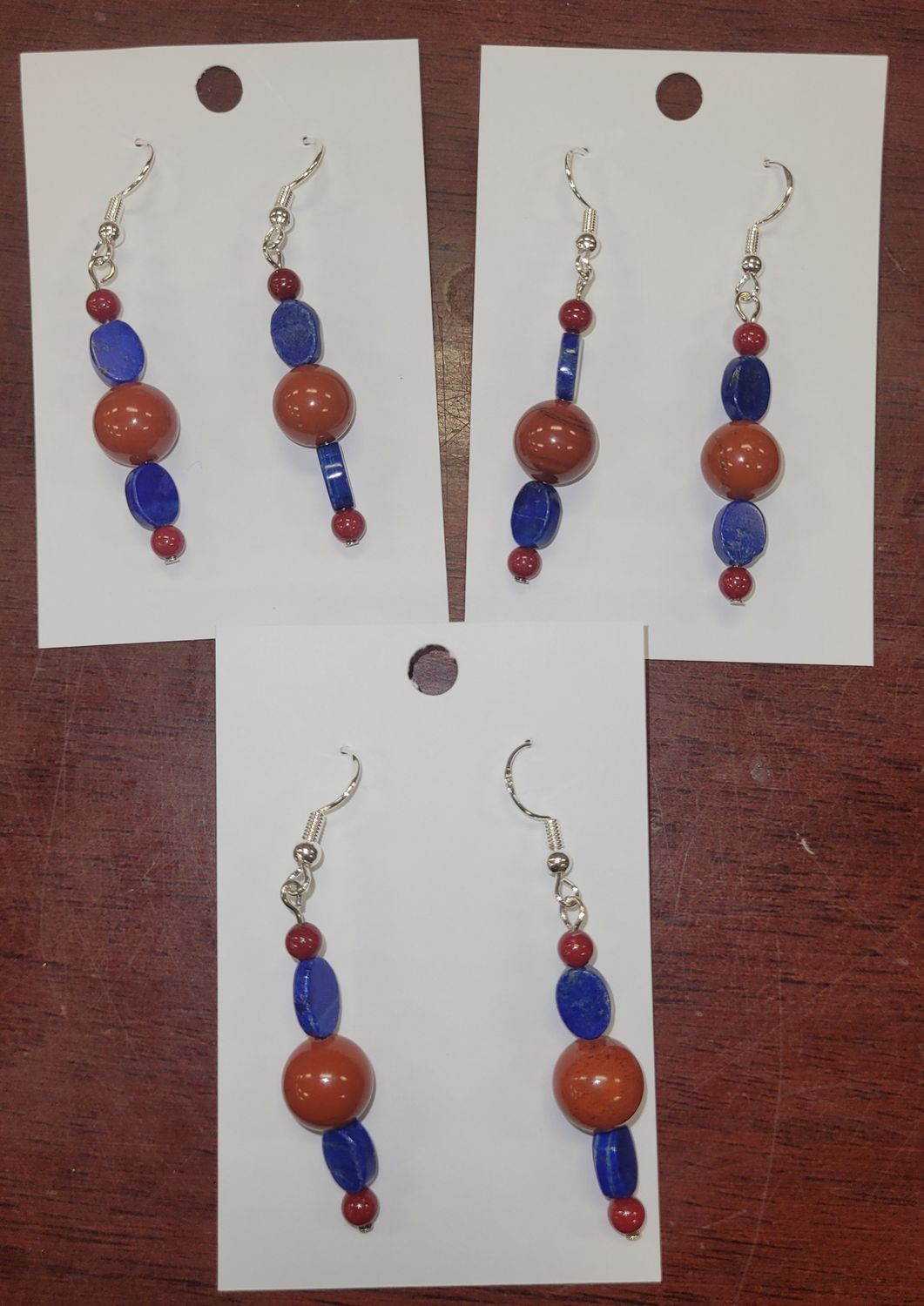 Earring Lapis / Red Jasper