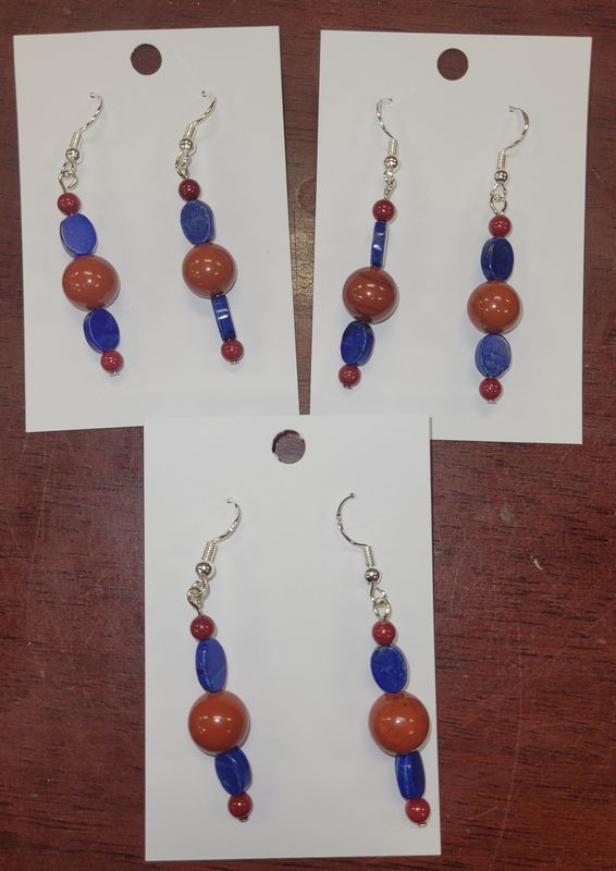 Earring Lapis / Red Jasper