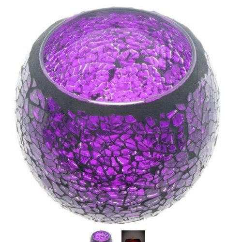 Glass Mosaic Votive Candle Holder W/ LED T-Light