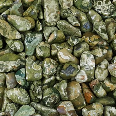 Jasper Rainforest aka Rhyolite Tumbled Stone 1"-1.25"