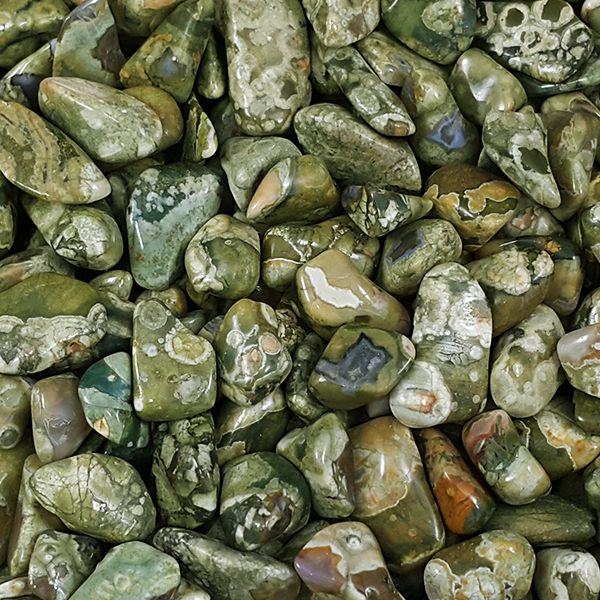 Jasper Rainforest aka Rhyolite Tumbled Stone 1&quot;-1.25&quot;