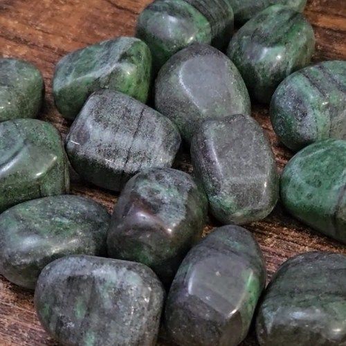 Jade Green Dark Tumbled Stones 1&quot;-1.25&quot;