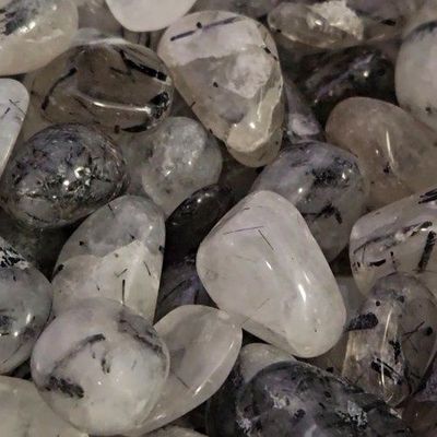 Quartz Tourmalinated Translucent Tumbled Stone .75"-1"