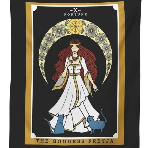 Goddess Tarot Card Tapestry - Select, Type: Freya, Norse Goddess / Wheel of Fortune 60x50