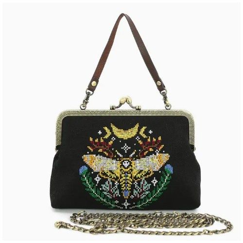 Skull Head Moth Vintage Kisslock Bag