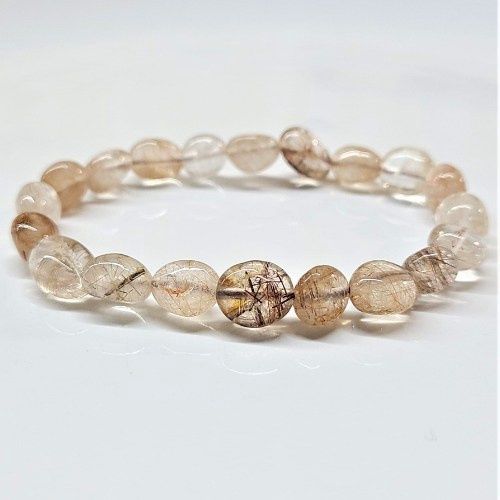 Bracelets 8mm Tumbled -, Type: Quartz Copper Rutilated