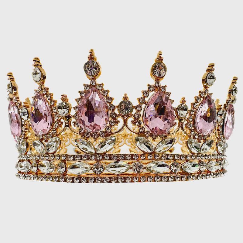 Crown Metal w/ pink &amp; clear Rhinestone crystals