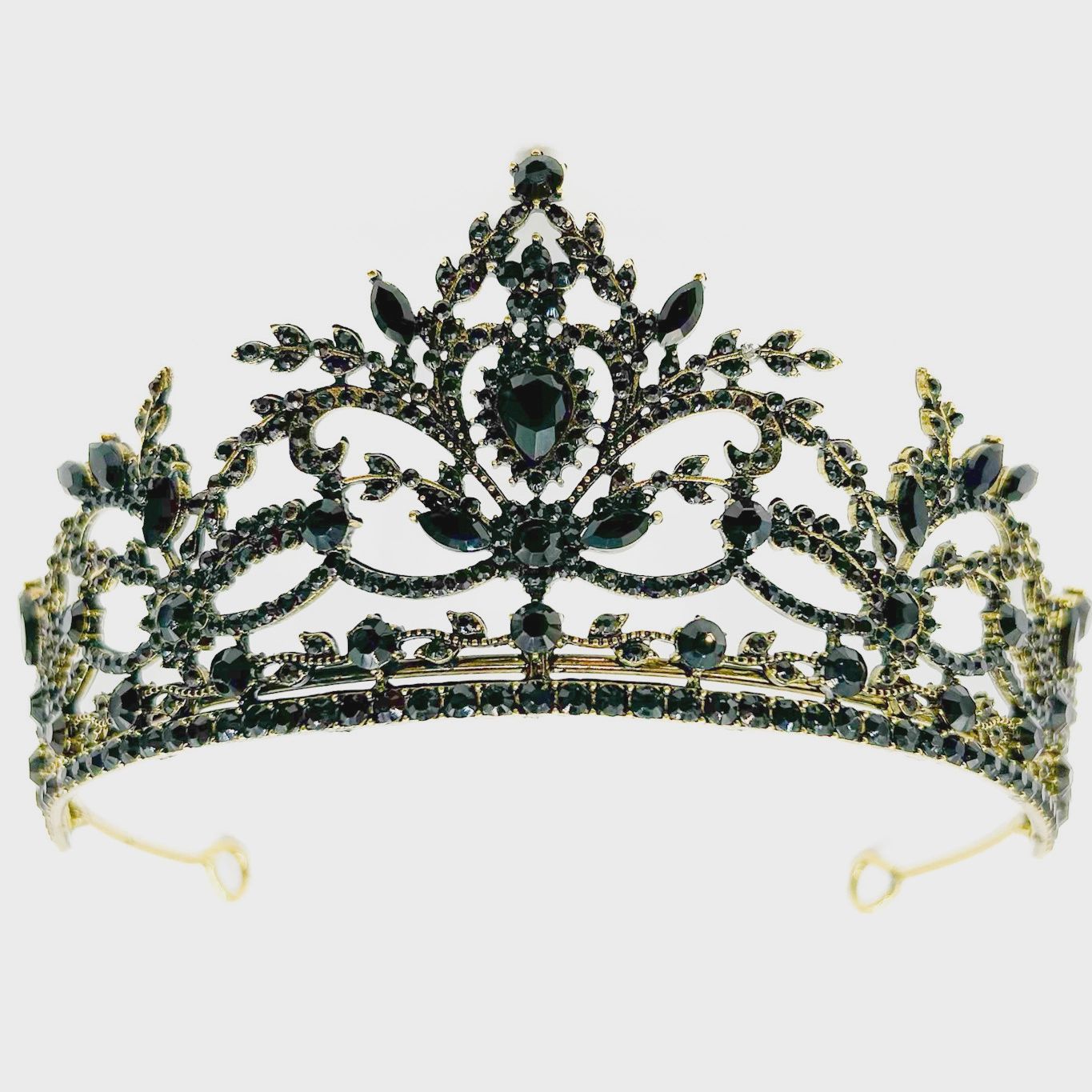 Tiara Metal Golden w/ black &amp; clear rhinestones