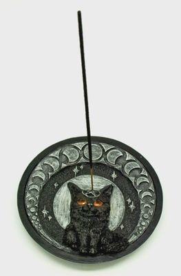 Incense Burner Stick Black Cat with Moons
