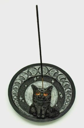 Incense Burner Stick Black Cat with Moons