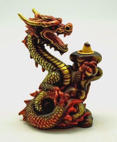 Backflow Burner Resin Standing Dragon 6&quot; tall