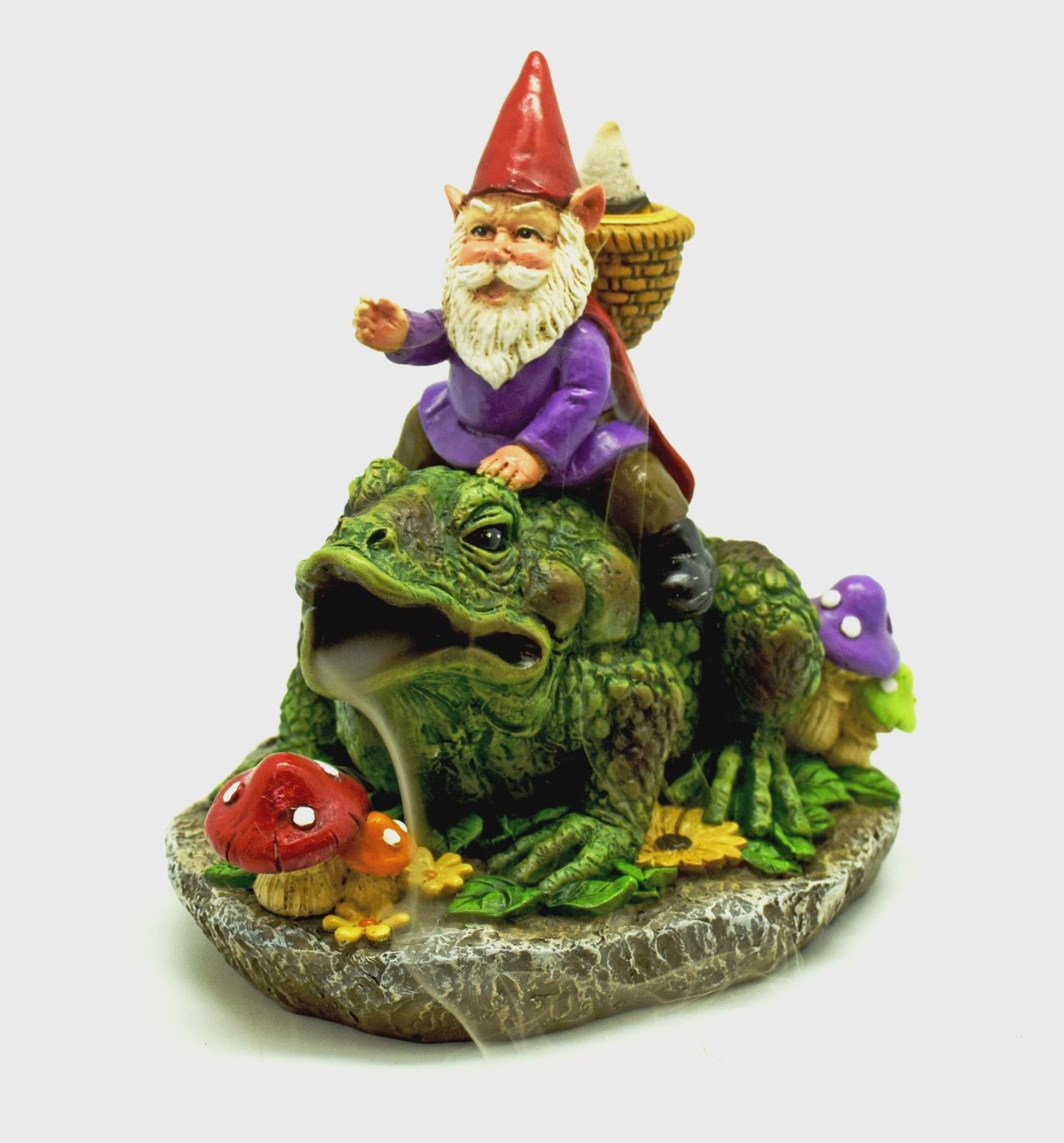 Backflow Burner Resin Gnome Riding Frog